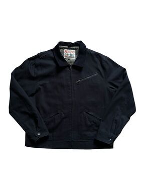 Seager Co. Black Zip Up Ranch Jacket w/ Corduroy Collar - 100% Cotton